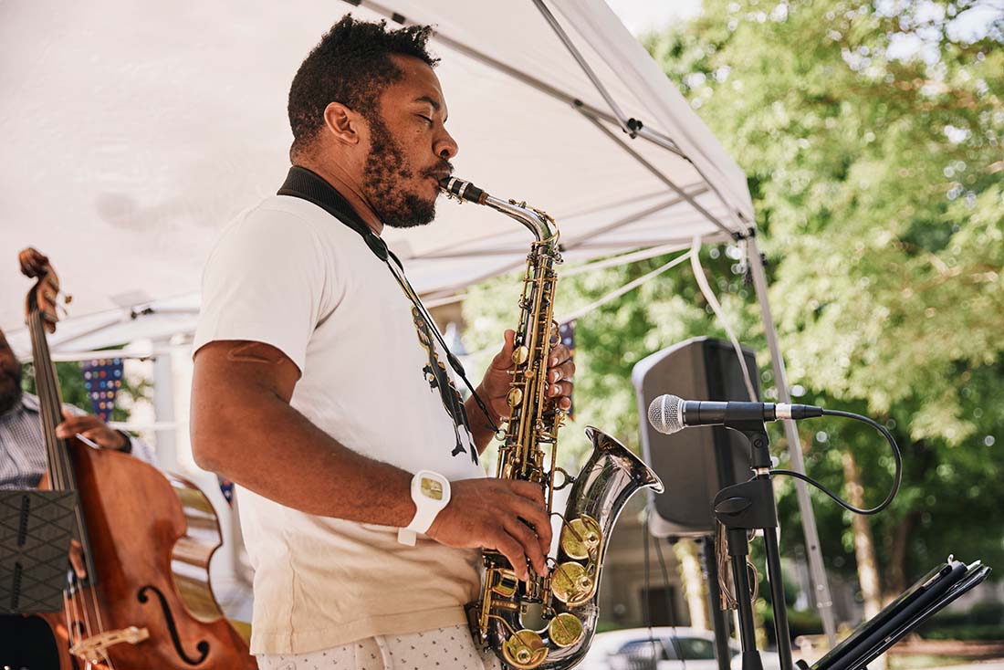 Join us for a live jazz series every Tuesday in May. Akeem Marable (pictured) & 3AM kicked off the series on May 3.
