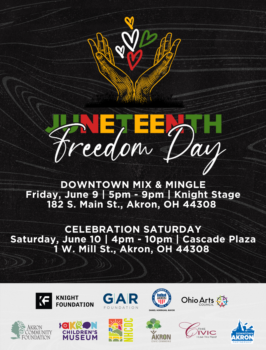 Graphic image of the 2022 Juneteenth Flyer, side 1